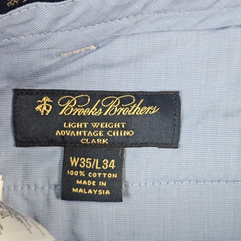 Brooks Brothers Clark Fit Advantage Chino Pants Mens 35x34 Beige Lightweight